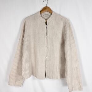 Orvis Pintuck 100% Linen Chore Jacket Large Beige Coastal Grandma